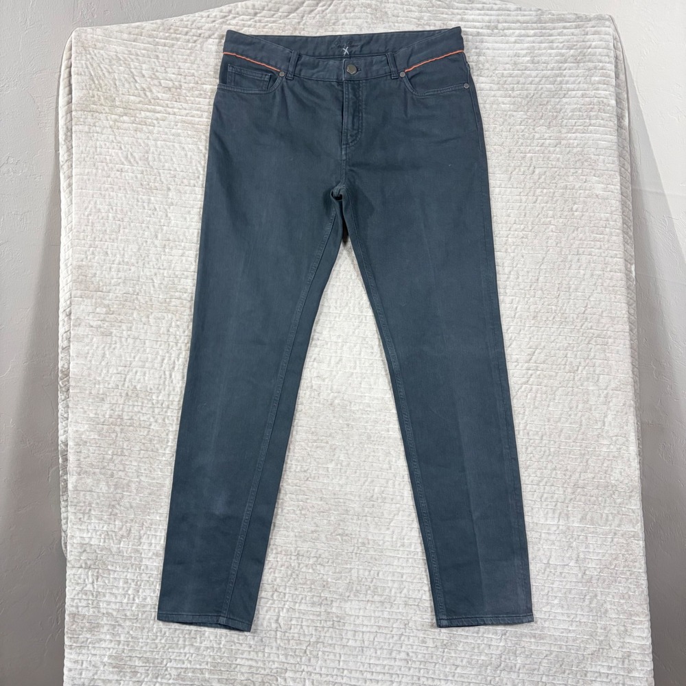 Loro Piana Gray Cotton Slim Trousers Orange Trim Made in Italy IT 46 US 10